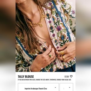 Sezane Tally Blouse, size 36 (runs large), new without tags